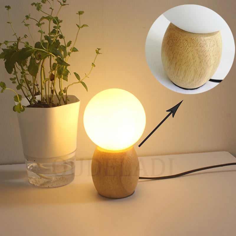 Lampe de table en bois pour chambre à coucher