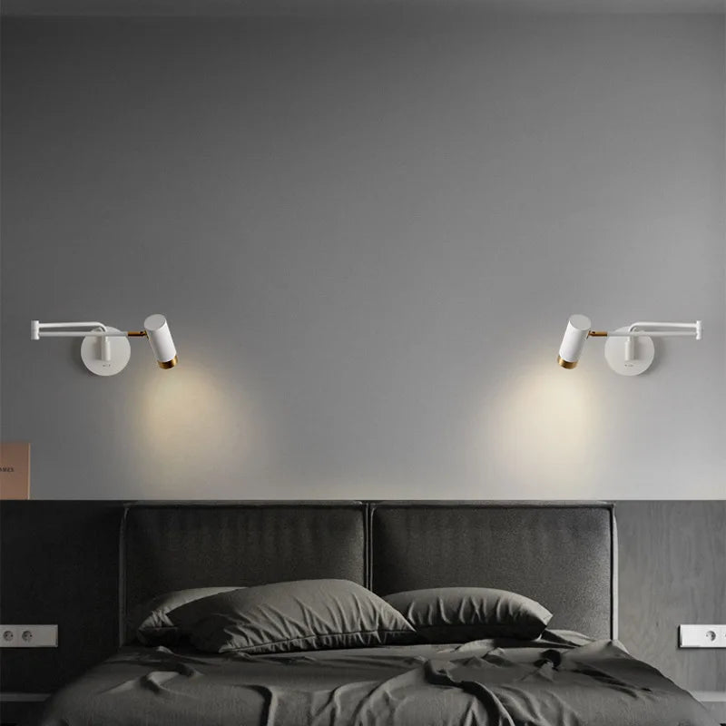 applique murale extensible avec interrupteur pour lecture avec bras pivotants