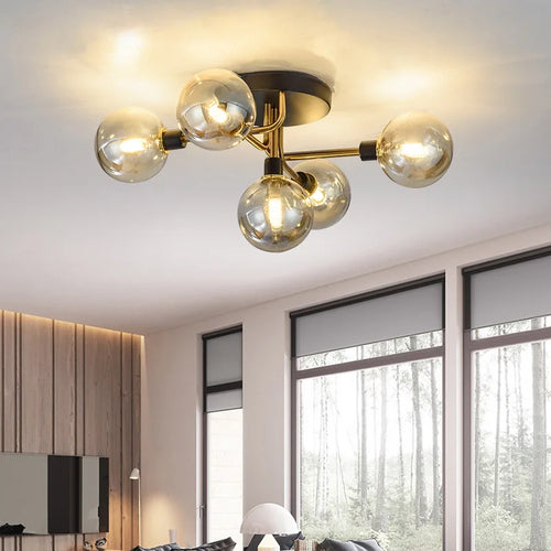 lustre moderne en verre fumé pour intérieur de maison - vue 2 sur 17