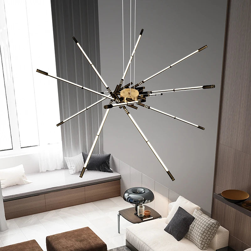 lustre moderne simple en cuivre de luxe suspendu