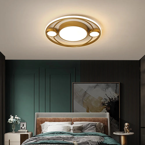 plafonnier rond or led avec télécommande pour toutes les pièces - vue 2 sur 8