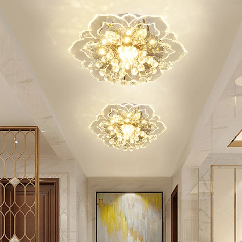 lampe en cristal fleurs lustre éclairage intérieur luminaires colorés - vue 4 sur 11