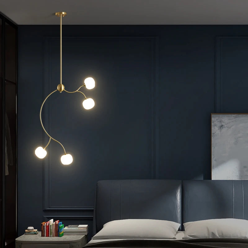 lustre de restaurant en cuivre design ambiance moderne pour intérieur - vue 4 sur 10