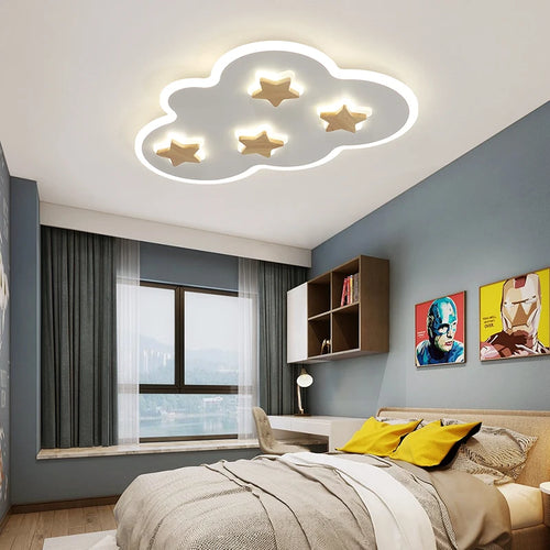 plafonnier led créatif nuages et étoiles pour enfants - vue 2 sur 9