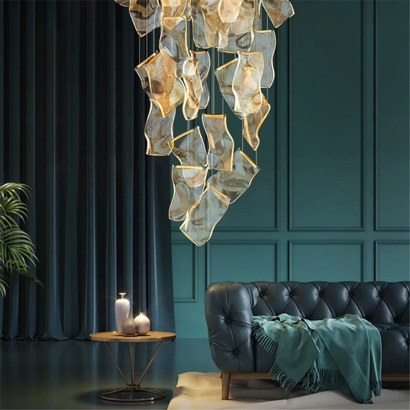 lustre led moderne pour escalier et magasin de vêtements