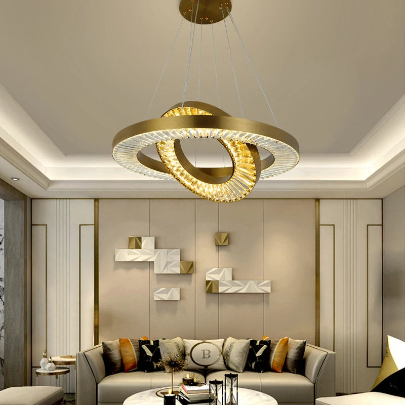 lustre en cristal de luxe style nordique moderne - vue 4 sur 12
