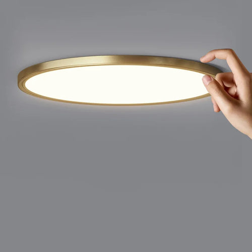 plafonnier led rond minimaliste en cuivre pour allée couloir - vue 7 sur 6