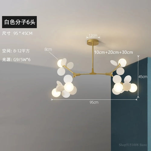suspension à led design nordique avec fleurs décoratives en acrylique - vue 18 sur 24