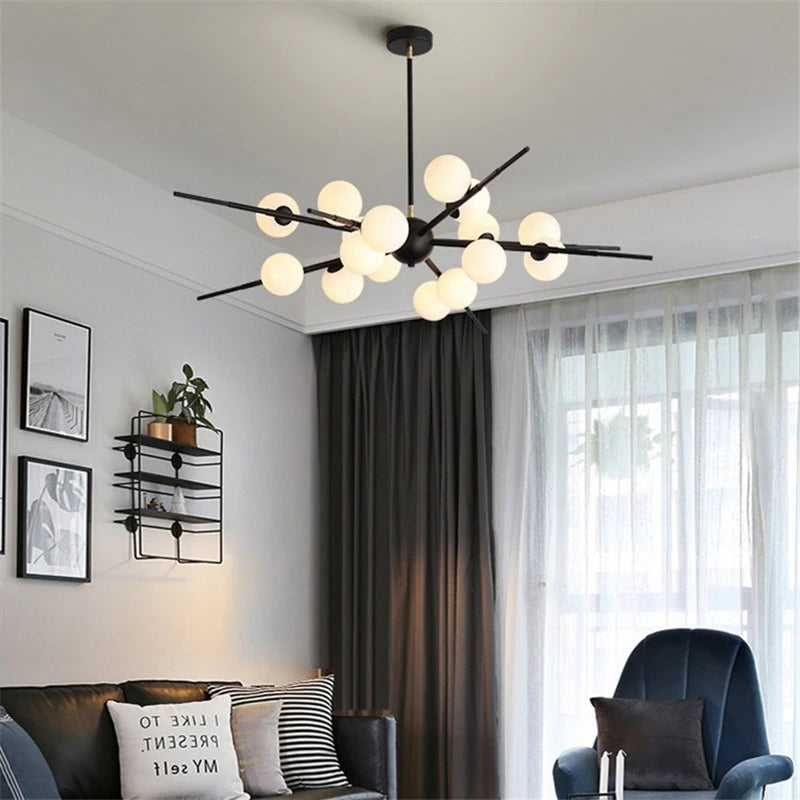lustre led moderne en verre boule nordique pour bar café