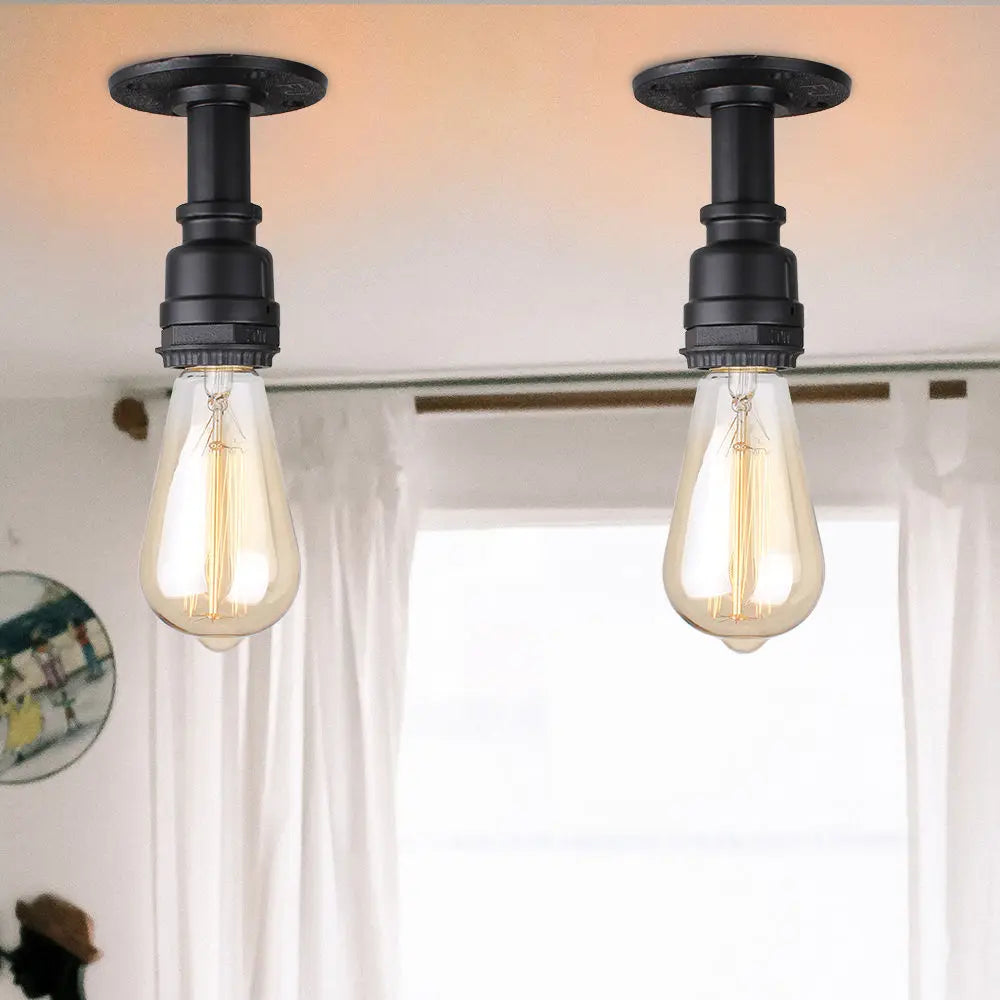 Plafonniers à tuyaux rétro Vintage E27 Loft plafonnier monté en Surface luminaires lampes à tuyaux en fer industriel - vue 11 sur 10
