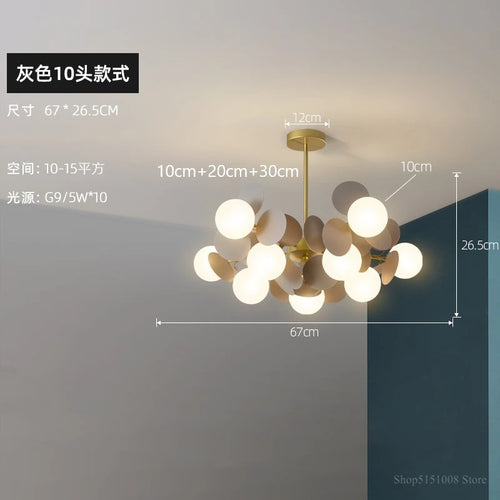 suspension à led design nordique avec fleurs décoratives en acrylique - vue 13 sur 24