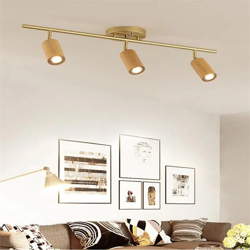 lampe led en bois moderne montée en surface avec plusieurs têtes - vue 5 sur 14