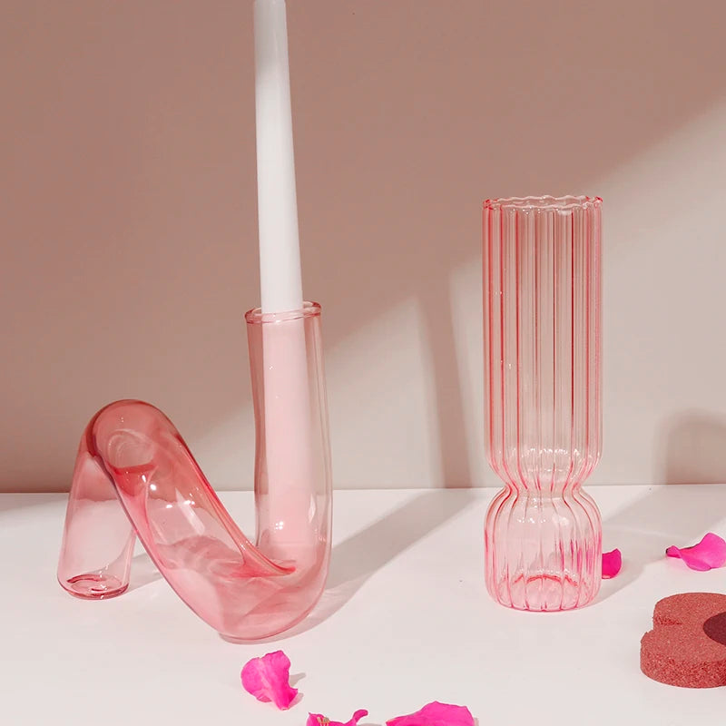 bougeoirs en verre rétro classiques pour décoration de mariage et intérieure - vue 6 sur 17