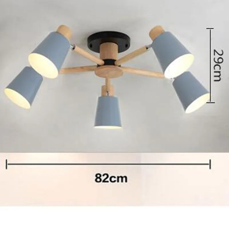 lustre nordique en bois massif simple et moderne - vue 12 sur 18