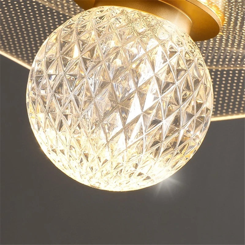 lustre moderne en acrylique et cuivre led feuille de lotus - vue 6 sur 18