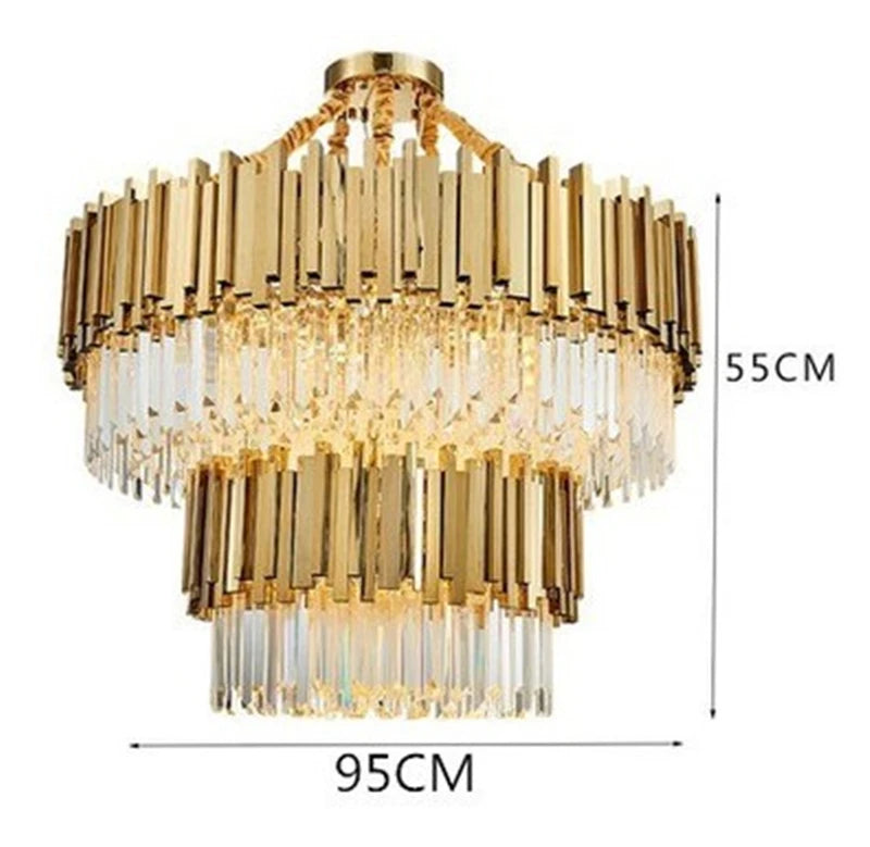 lustre moderne en cristal avec grande suspension à led - vue 8 sur 15