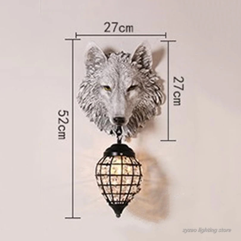 applique murale en résine tête de loup pour décoration intérieure - vue 5 sur 7