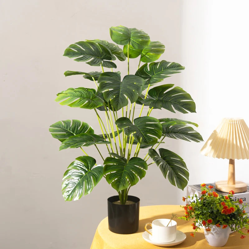 arbre tropical artificiel grandes feuilles de monstera en pot décoratif - vue 3 sur 23
