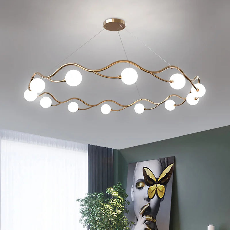 lustre moderne en verre blanc décoration artistique pour intérieur - vue 5 sur 8