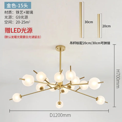 lustre en verre moderne style nordique pour décoration intérieure - vue 10 sur 14