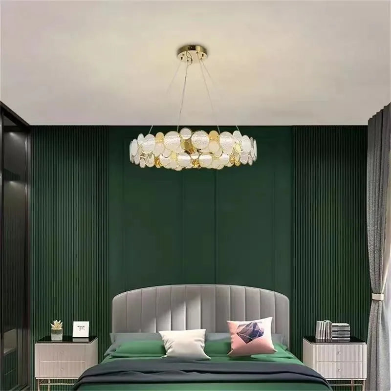 lustre nordique en verre led luxe moderne rond - vue 5 sur 10