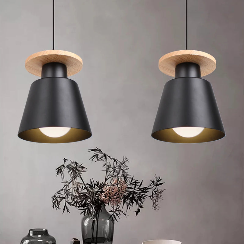 lampe led suspendue design nordique en bois pour bar hôtel