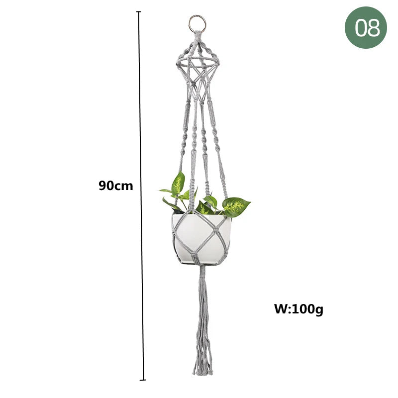 paniers suspendus en macramé pour plantes et décoration - vue 16 sur 30