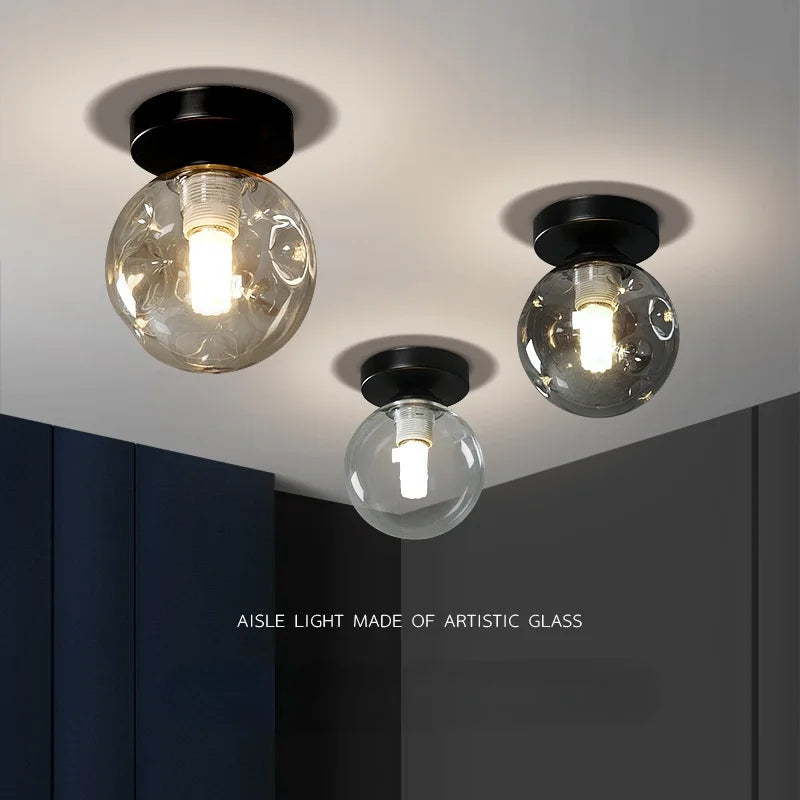 lampe de plafond nordique moderne boule de verre led