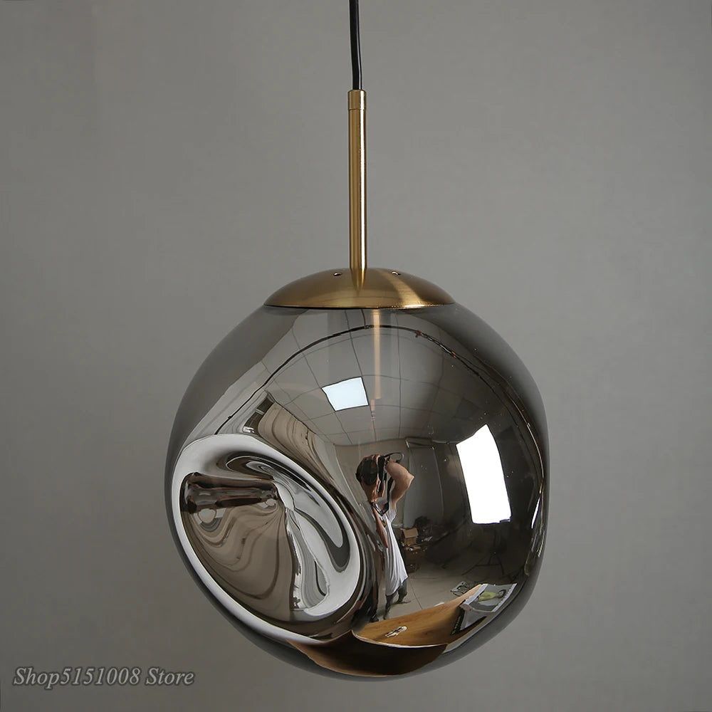 lampe suspendue design nordique boule de verre pour loft bar maison - vue 4 sur 9