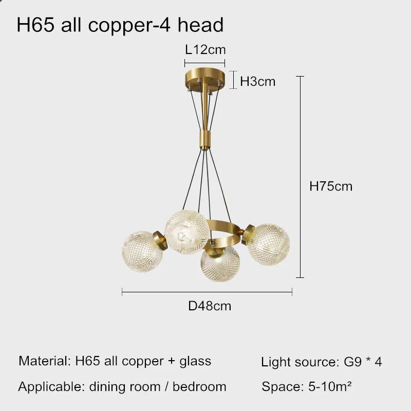 lustre en cuivre postmoderne design nordique pour éclairage élégant - vue 10 sur 10