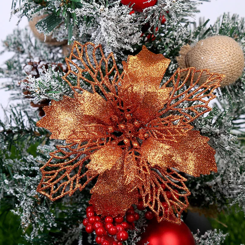 décoration suspendue fleur pailletée pour arbre de noël