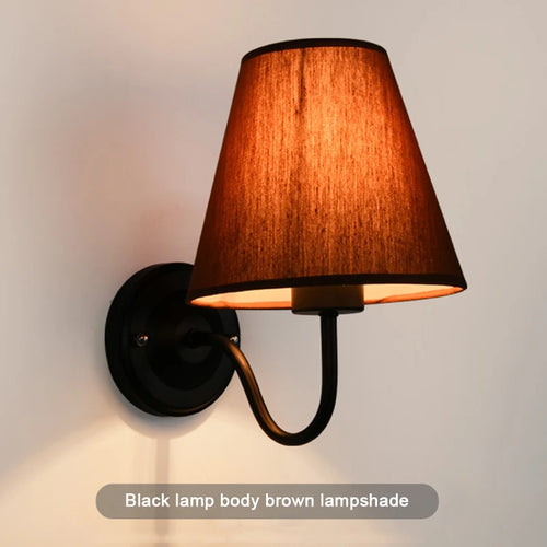 applique murale rétro américaine en tissu avec abat-jour européen led - vue 11 sur 14