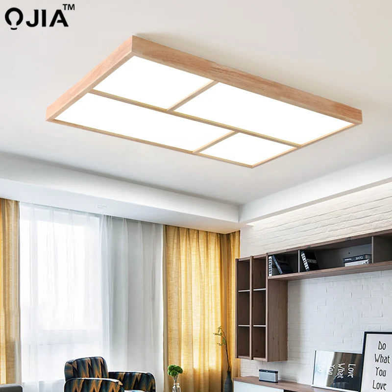 plafonnier led moderne en bois véritable pour intérieur décoratif