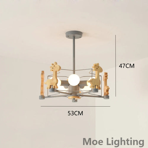 suspension girafe en bois à led pour enfants