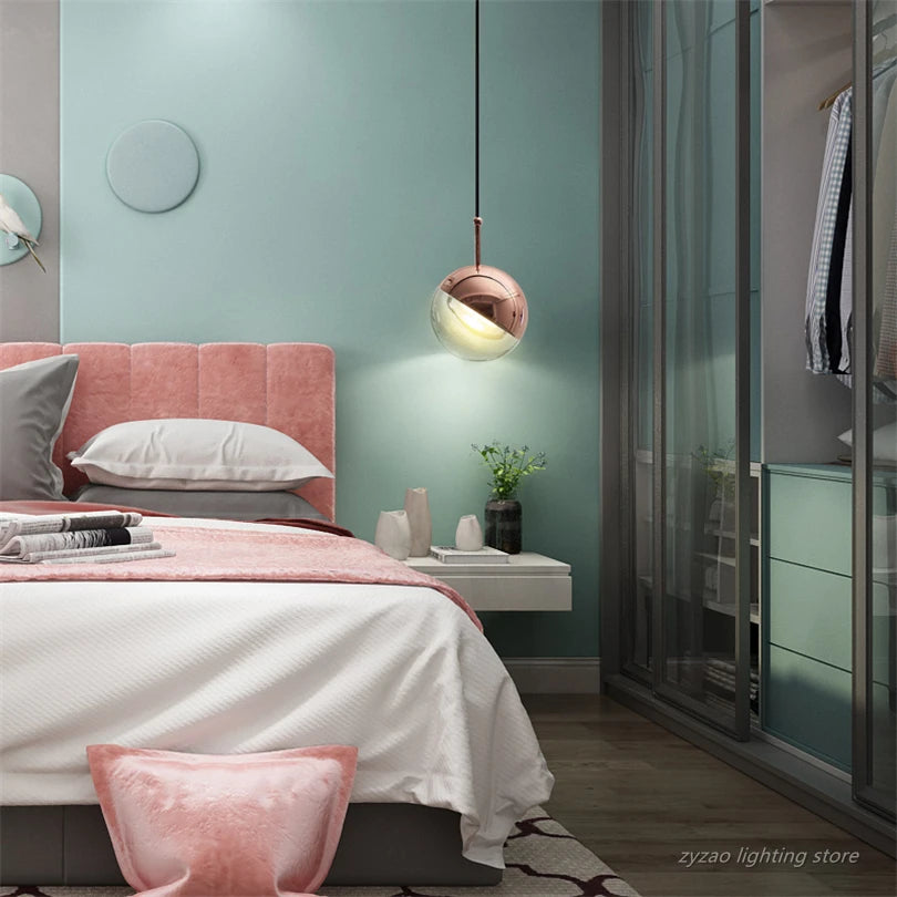 suspension en métal et verre style nordique décoration intérieure - vue 2 sur 9