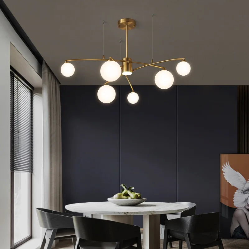 lustre design en métal et verre pour intérieur moderne - vue 3 sur 11