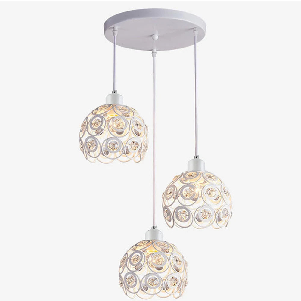 Modern Ceiling Light Chandelier Metal Crystal Shade E27, Pendant Lighting for Living Dining Room Bedroom Cafe Bar Black White - vue 4 sur 12
