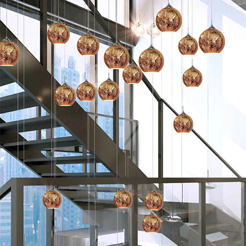 lampe led suspendue design nordique moderne décorative feu d'artifice - vue 9 sur 9