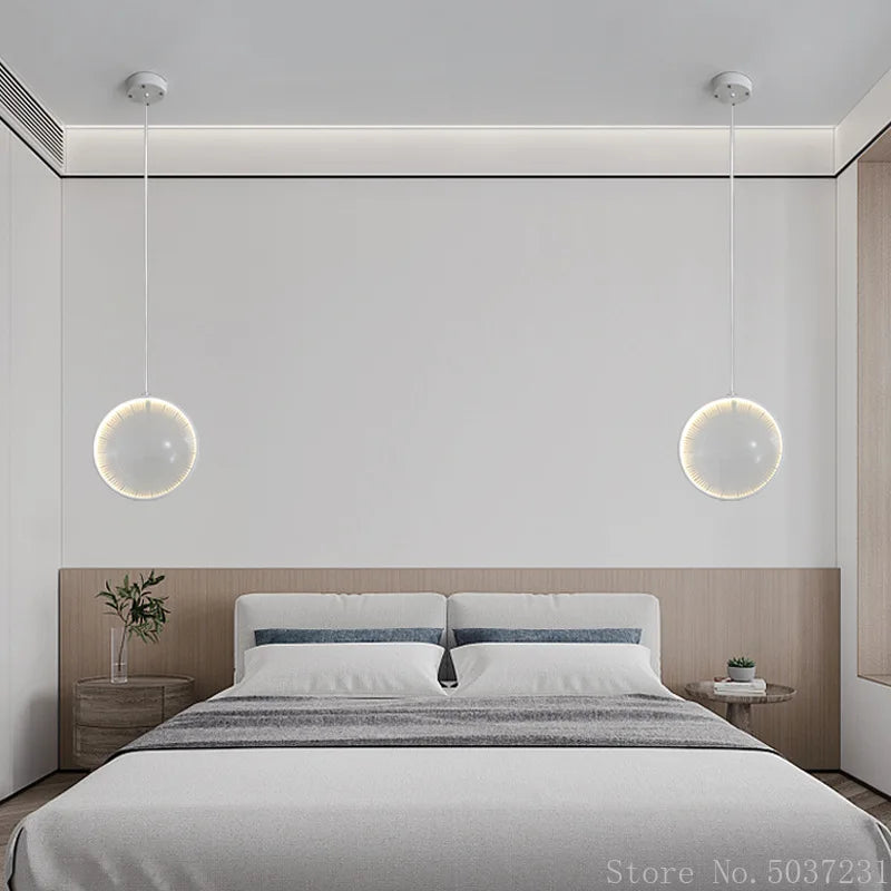 lampe suspendue design nordique moderne en verre circulaire décoratif - vue 6 sur 6