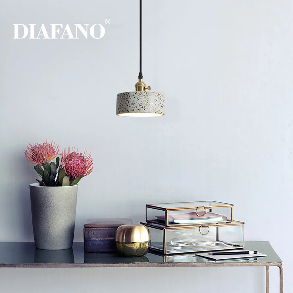 Luminaires suspendus en ciment blanc nordique E27 Bar salon cuisine lampe suspendue moderne lumière Suspension Luminaire éclairage - vue 5 sur 11