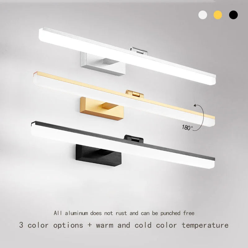 lampe frontale résistante à l'humidité pour miroir éclairage cosmétique