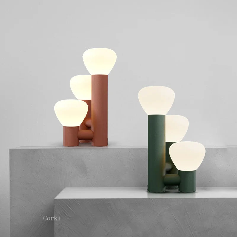 lampe de table design led nordique fer verre décoration - vue 3 sur 10