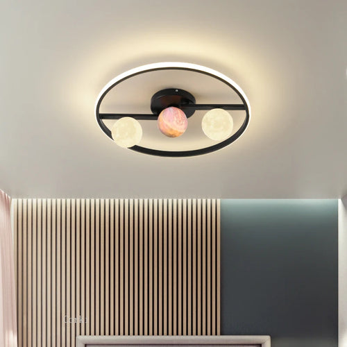 plafonnier design en métal noir doré boule blanche pour intérieur moderne - vue 2 sur 18