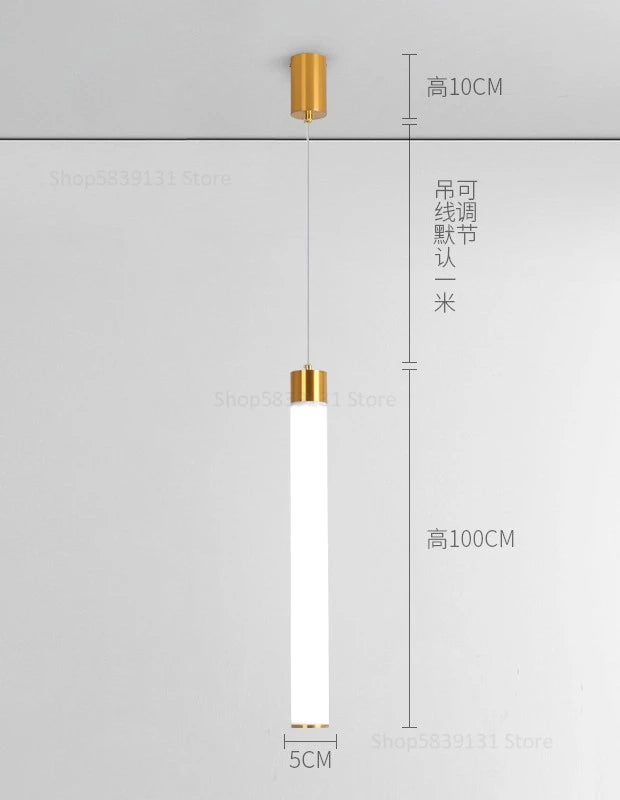 suspension acryliques long tube led nordique minimaliste