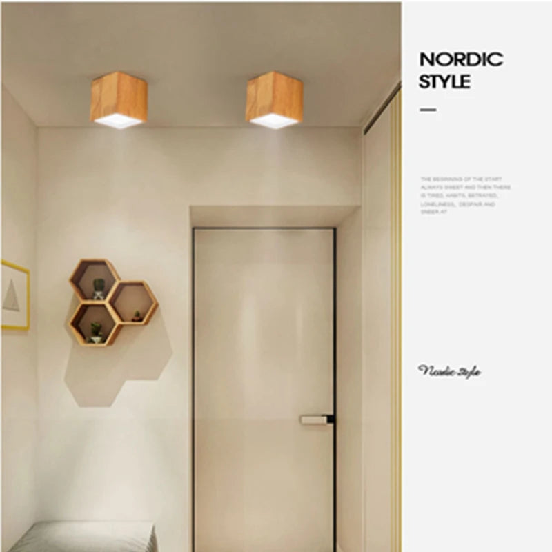 Spot Led rond en bois au design nordique - vue 5 sur 12