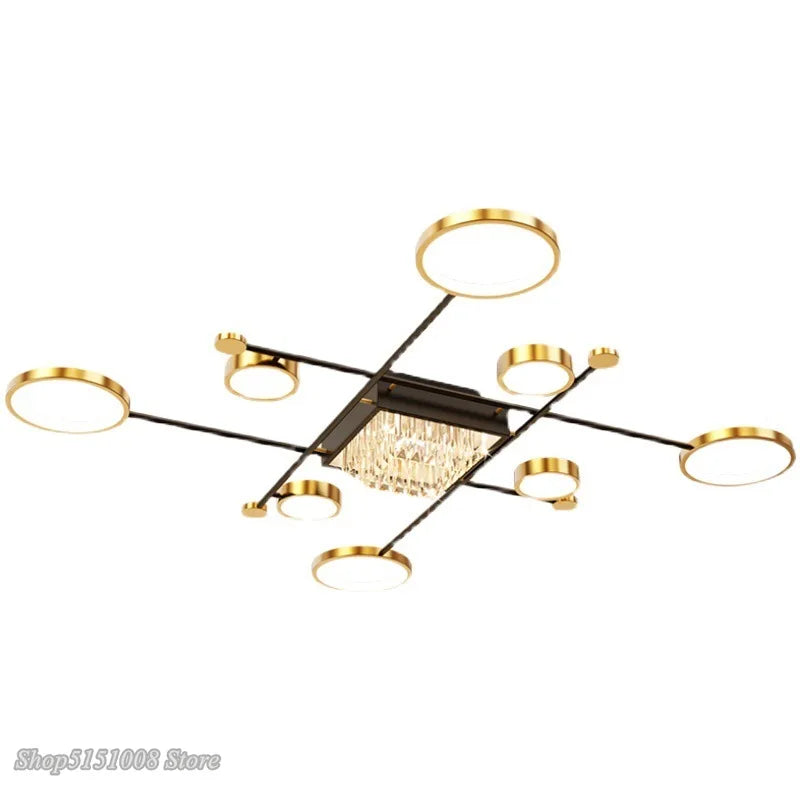 Plafonnier design cadre alu doré LED intérieur - vue 6 sur 10