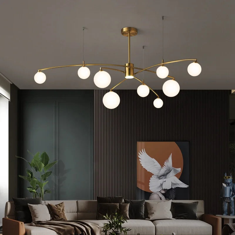lustre design en métal et verre pour intérieur moderne - vue 4 sur 11