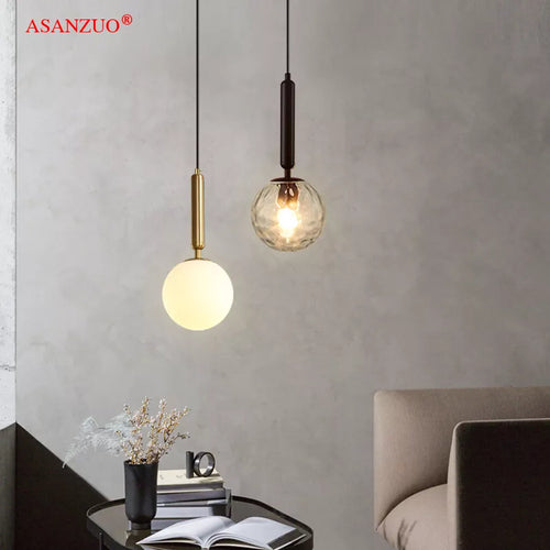 Moderne LED boule de verre installation or/noir intérieur cuisine suspension lampes chevet salle à manger éclairage décoration