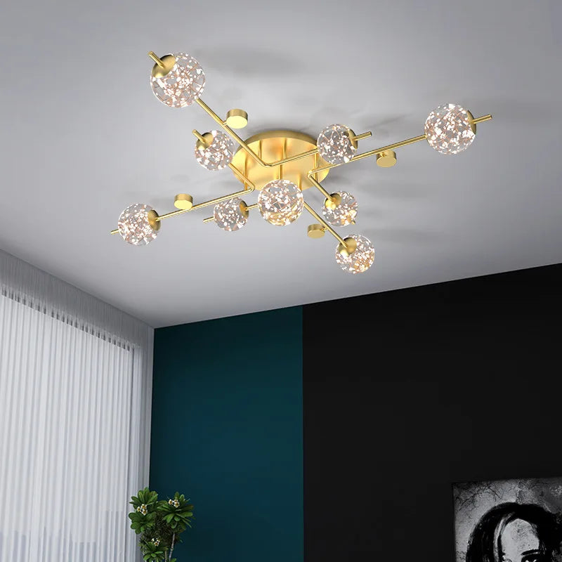 Plafonnier Led moderne lumière pour salon étude salle à manger chambre cuisine boule de verre doré