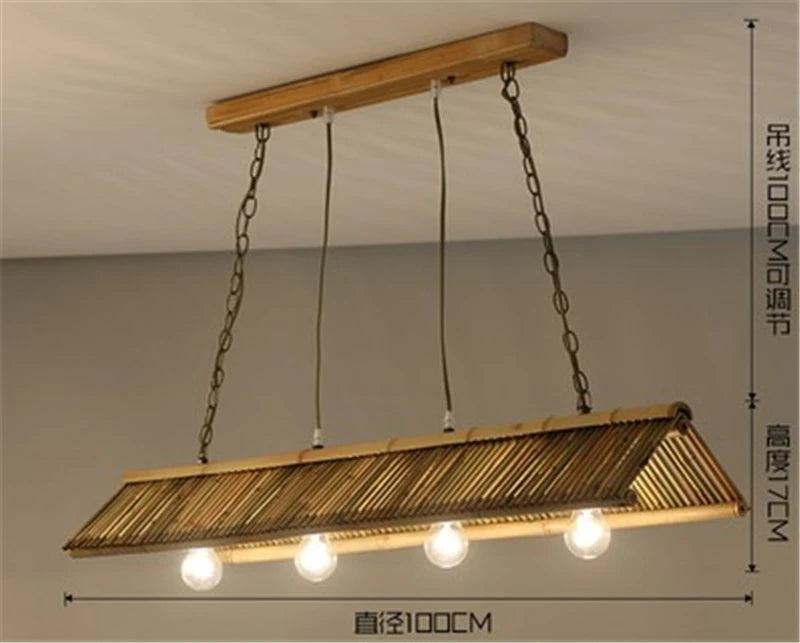 lustre en bambou vintage pour café bar et restaurant - vue 8 sur 9
